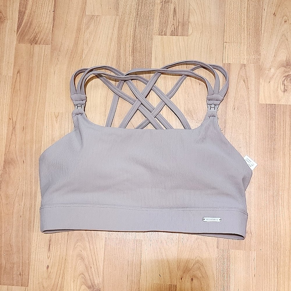 Chloé 4 Running Nursing & Pumping Sports Bra (Ribbed Chai)